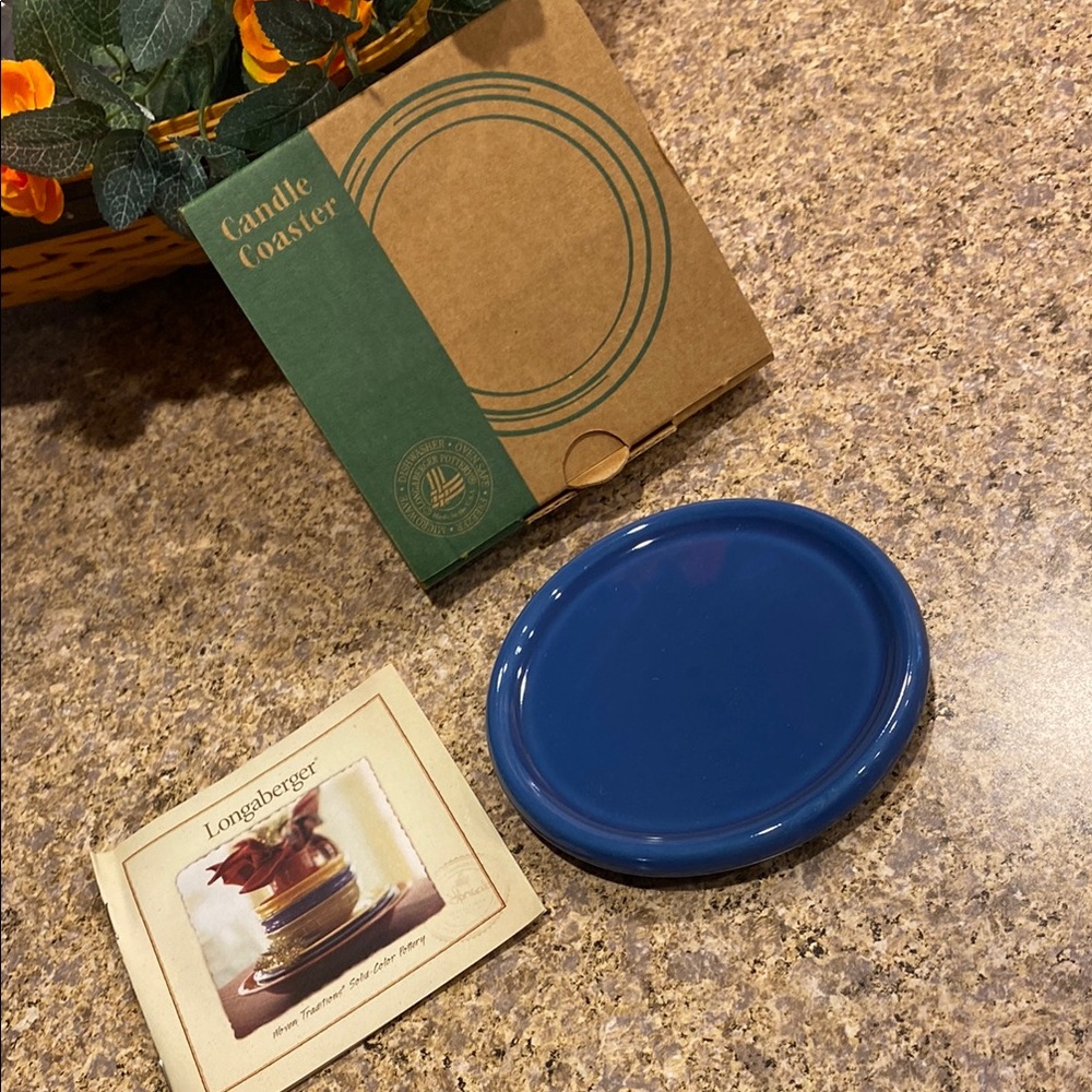 NIB Longaberger Cornflower Blue Coaster Lid Pottery 30218 Made in USA Vintage